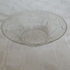 Clear Glass Floral Fruit Bowl 11"-11"